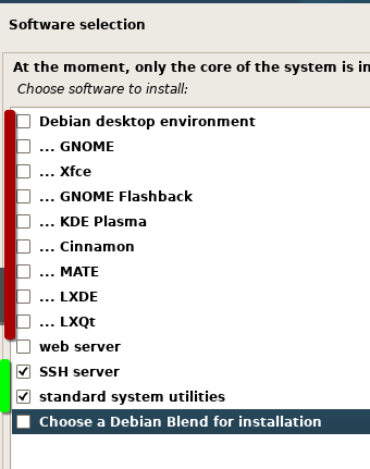 Desktop Environment Checkboxes
